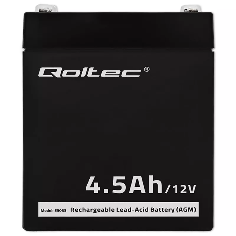 Qoltec 53033 batería AGM 12 V 4,5 Ah, máx. 1,35 A, sin mantenimiento