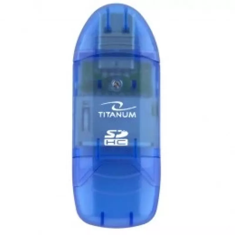 Titanum TA101B lector de tarjetas externo, USB 2.0, MicroSDHC/miniSD/MMC/SD/SDHC, azul