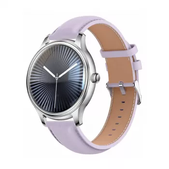 Smartwatch Colmi L28 plateado-lila con correa de piel lila