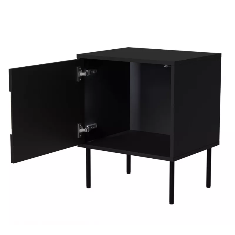 Mesita de noche Cama INSERTO, 2 uds., 50x40x61.5 cm, negro + LED