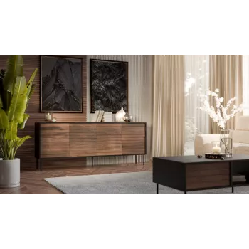 Cómoda Cama 4D CORTINA 200x40x81 negro/nogal