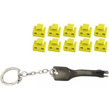 Bloqueador de puerto de red RJ45 ShiverPeaks BS08-01032, amarillo, pack de 10 cerraduras con 1 llave