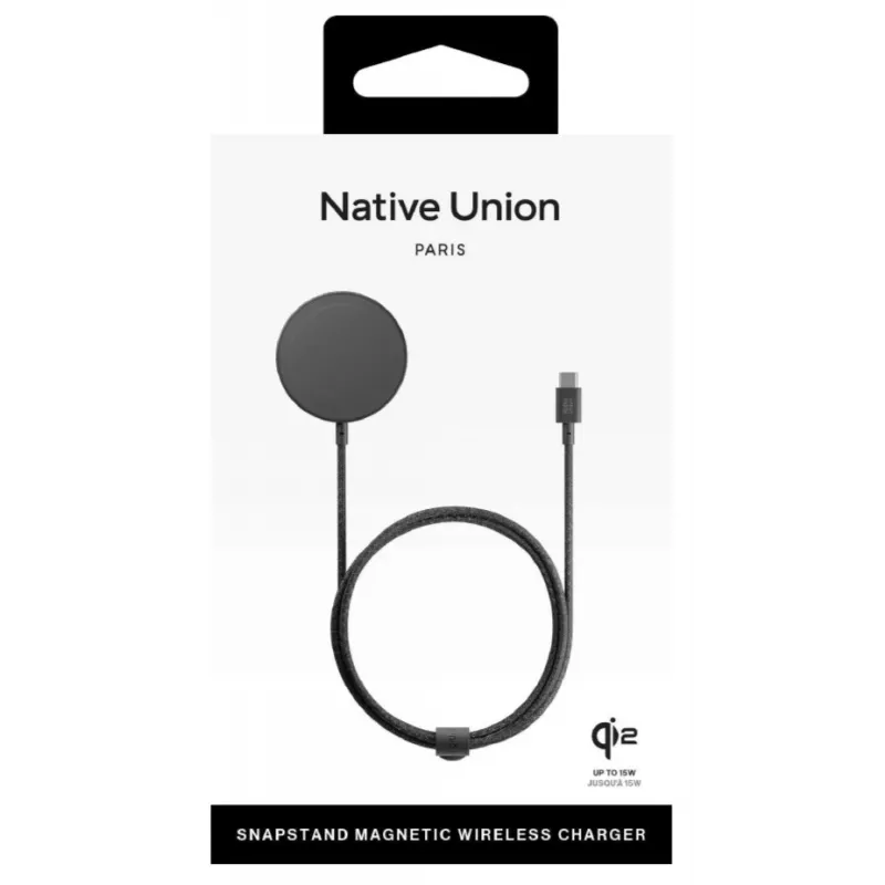Native Union SnapStand Qi2 base de carga inalámbrica, 15 W, compatible con MagSafe, negra