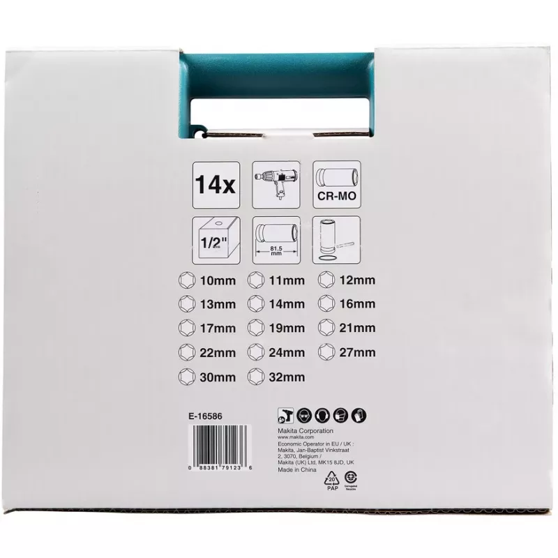 Makita E-16586 Llave de vaso para atornillador de impacto Juego de llaves de vaso negro, verde