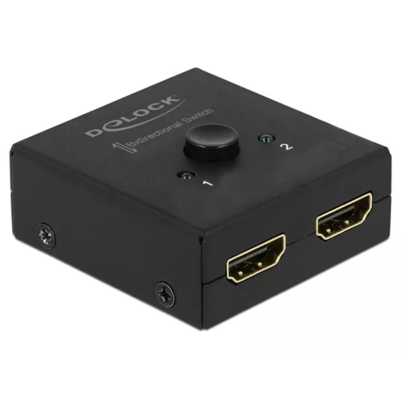 DeLock HDMI 2-1 bidireccional 4K 60 Hz compacto - Retail Box - Conmutador de vídeo/audio - 2 x HDMI - sobremesa (64072)