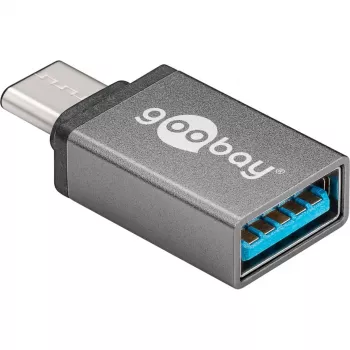 Wentronic Goobay Adaptador USB-C™ - conector hembra USB 3.0 A, gris - para conectar dispositivos USB-C™ y USB-A (56621)
