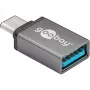 Wentronic Goobay Adaptador USB-C™ - conector hembra USB 3.0 A, gris - para conectar dispositivos USB-C™ y USB-A (56621)