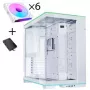 Bundle de caja para PC Lian Li O11 Dynamic EVO RGB, semitorre, ARGB, cristal templado + 6x ventiladores UNI FAN SL-INF Reverse Blade - blanco