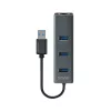 Hub USB-A SAVIO con RJ-45 Gigabit Ethernet AK-57 — 3× USB-A + RJ-45, host USB 3.2 Gen 1 Micro‑B, 5 Gbit/s, 4 puertos, gris