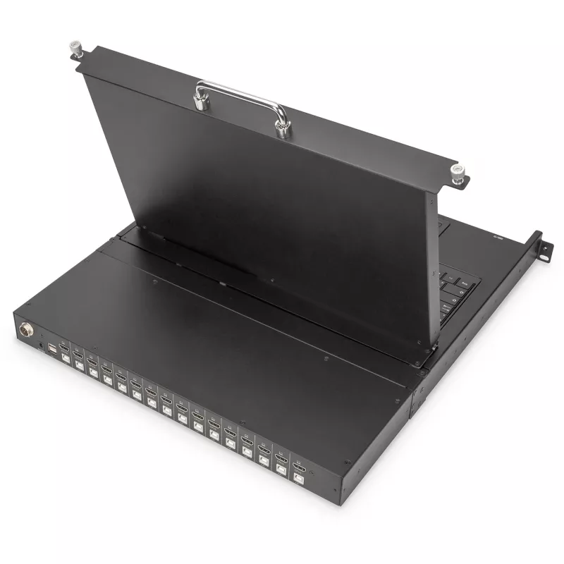 Consola KVM Digitus 17 pulgadas HD LCD 16 puertos HDMI teclado alemán