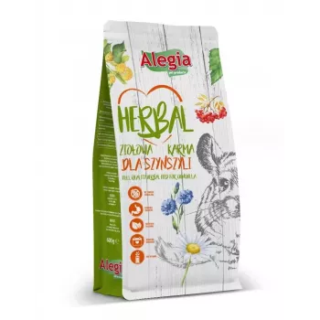Pienso seco Alegia Herbal para chinchillas 600 g — alimento completo para chinchillas adultas, sin cereales, sin gluten, sabor a frutas