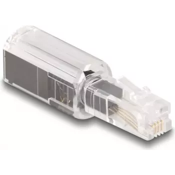 Adaptador de cable DeLOCK 88168 RJ10 negro transparente conexiones doradas