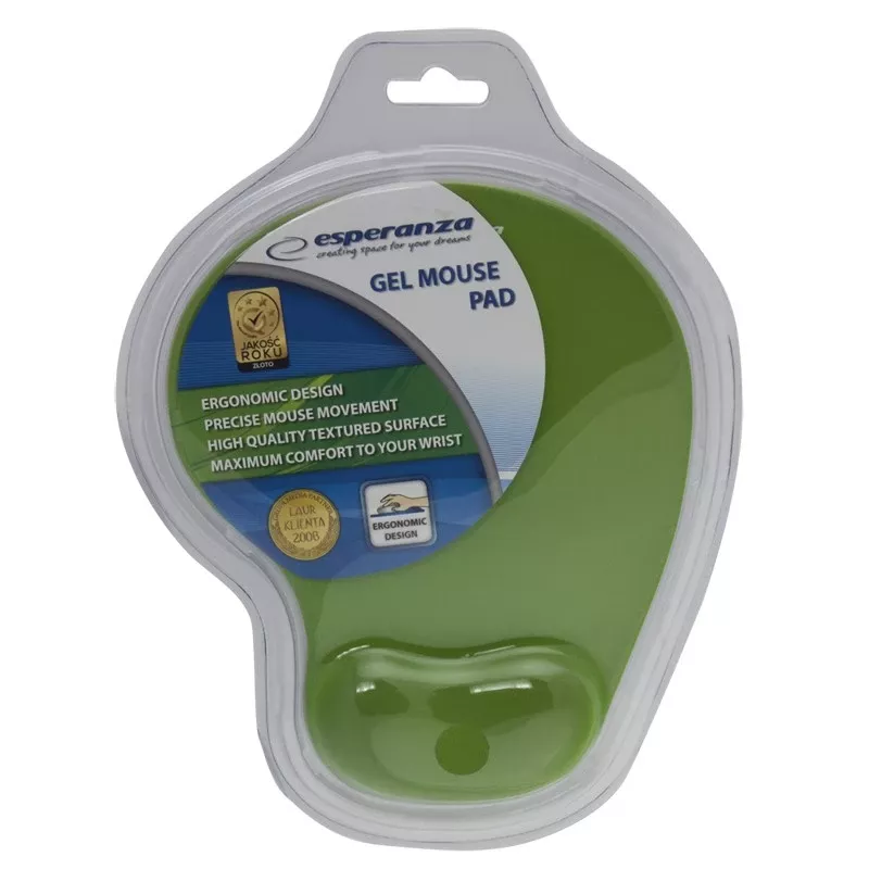 Alfombrilla de ratón ESPERANZA EA137G gel con reposamuñecas, color verde liso, base antideslizante
