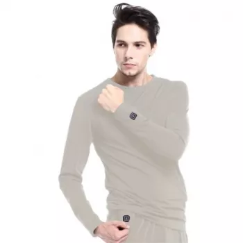 Blusa Glovii GJ1GL cuello redondo manga larga gris elastano poliéster