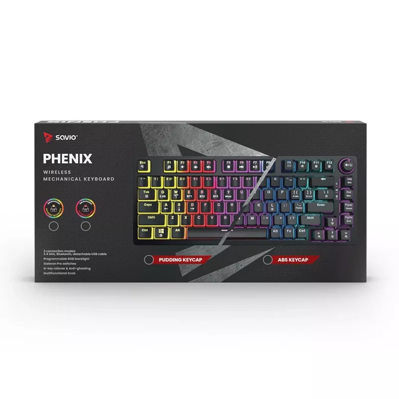 Teclado gaming Savio SAVGK-PHENIX RED PUDDING mecánico RGB Wireless