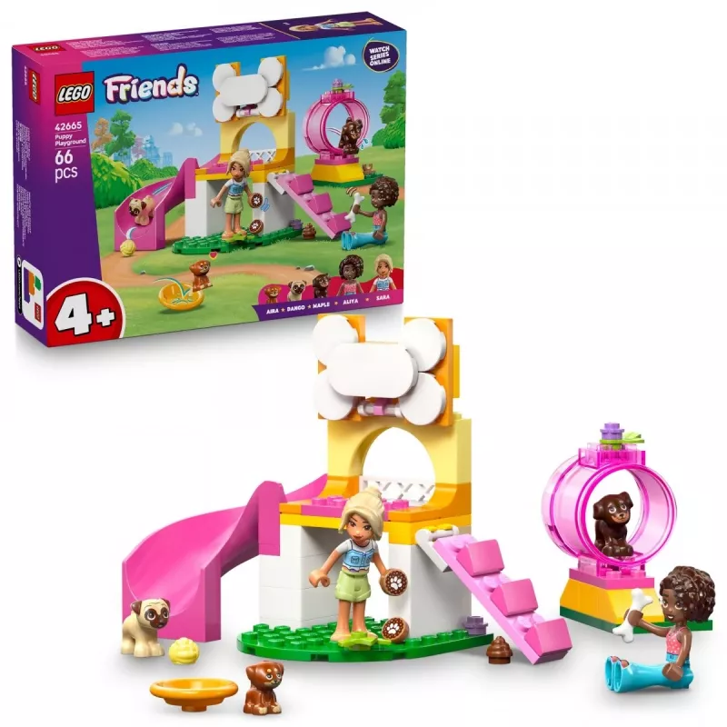 Juguete de construcción LEGO Friends Parque de juegos para cachorros Set 42665, 66 piezas, 2 minifiguras, edad 4+