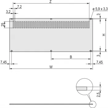 Schroff 30849022 panel trasero, perforado, 3U, 63 HP