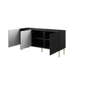 Cómoda armario Cama Meble HOLE 152x42,5x74,5 cm negro mate, aglomerado, estructura de 16 mm