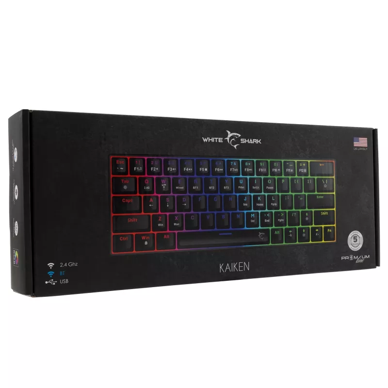 White Shark Kaiken GK-003111 Premium Line Teclado mecánico, Red Switch, distribución US