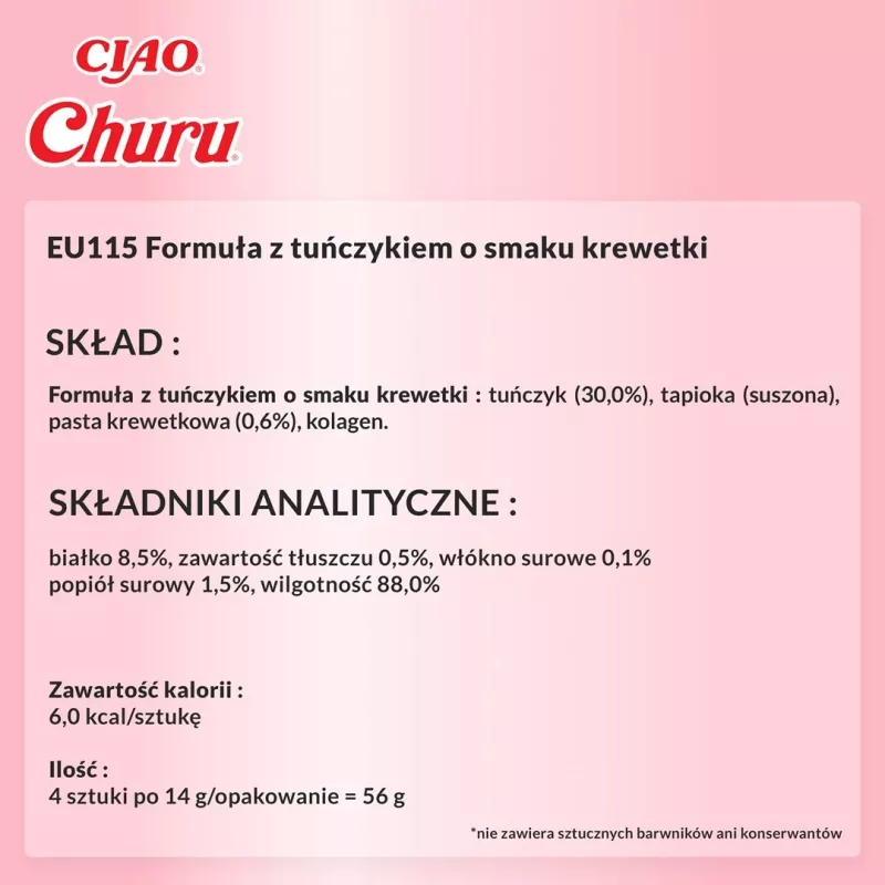 INABA Churu Atún con sabor a gamba - Snacks para gatos - 4x14 g