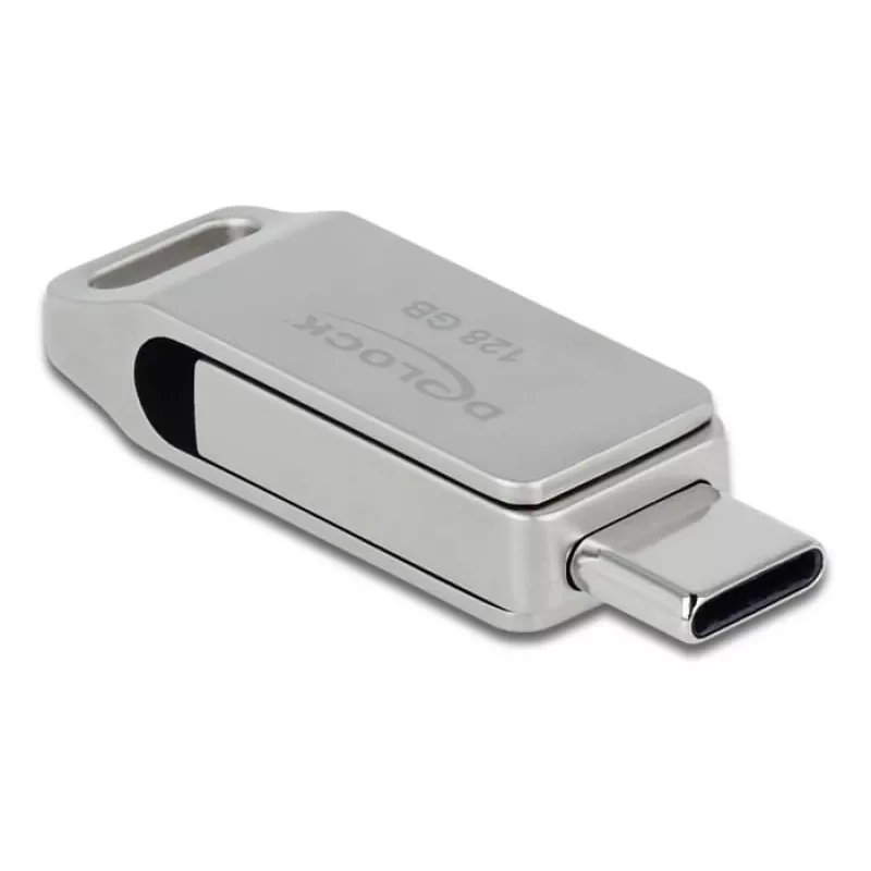Memoria flash USB DeLOCK 128 GB USB-C Type-A modelo giratorio