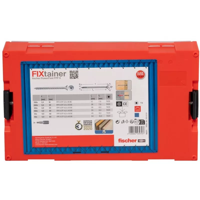 Set de tornillos FISCHER FixTainer PowerFast II, 702 uds., rosca completa, galvanizado