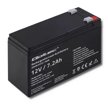 Batería Qoltec 53062 AGM | 12V | 7,2 Ah | máx. 108A