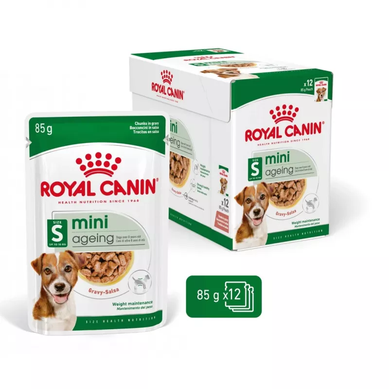 Comida húmeda Royal Canin Mini Ageing 12+ Adult 85 g bolsa — razas pequeñas, aves, senior