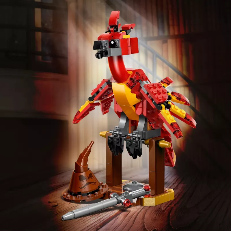 LEGO Fawkes construible – modelo del fénix de Dumbledore 76448, 299 piezas, 160 mm de altura, edad 8+