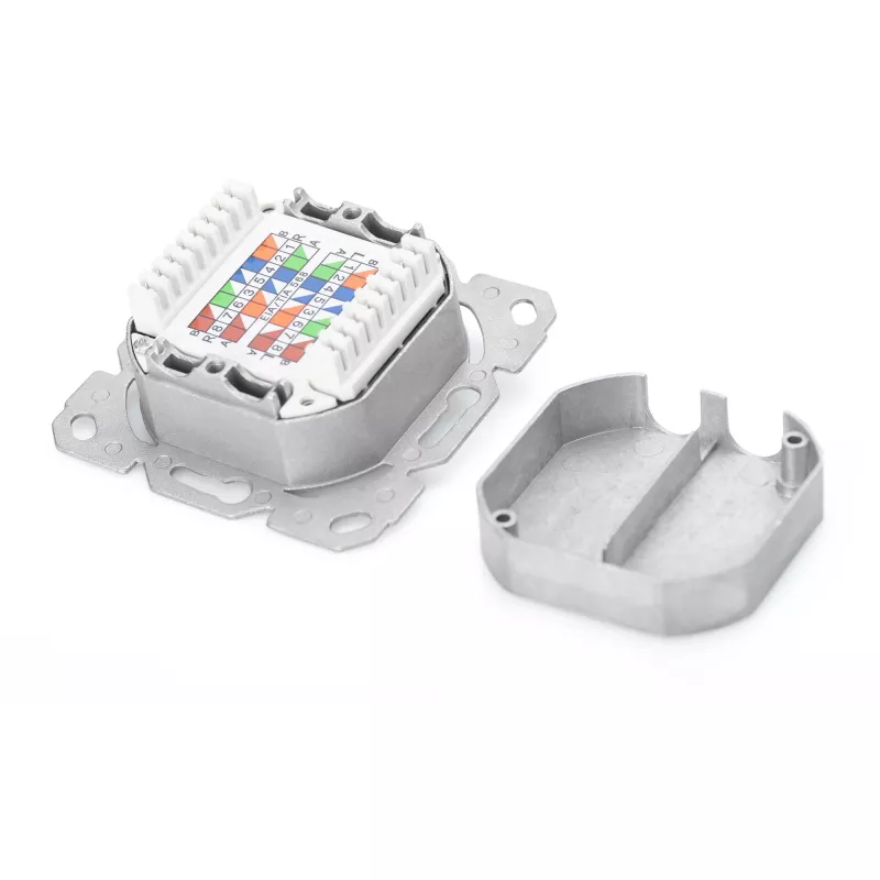 Toma de red Digitus DN-9007-1 CAT 6A Clase EA, 2x RJ45, apantallada, empotrable, blanca