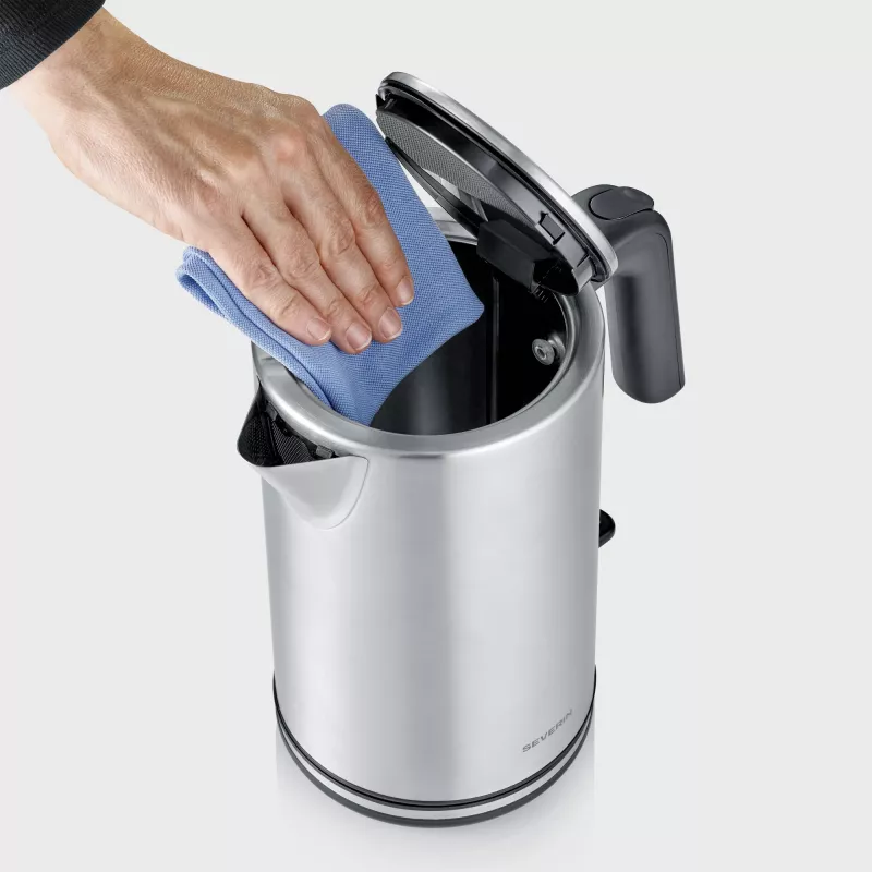 Hervidor de agua SEVERIN WK 3449 — 1,7 l, 2400 W, acero inoxidable/plástico, negro-plata