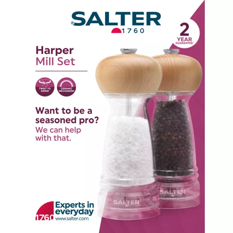 Set de molinillos de sal y pimienta Salter madera de haya 4 piezas BW12949BEU7