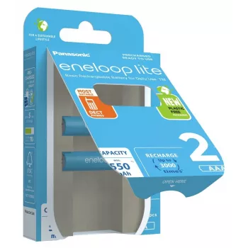 Baterías recargables PANASONIC ENELOOP LITE AAA 550 mAh 2 uds. (BK-4LCCE/2CP)