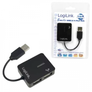 Hub USB LOGILINK UA0139 – 4 puertos USB 2.0, 480 Mbit/s, negro