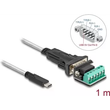 DeLOCK Adaptador USB Type-C a Serial RS-422/485 conector macho 1m 5V