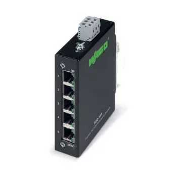 Switch de red Wago 852-111 — 5 puertos Fast Ethernet (10/100), dúplex completo, 18–30 V DC