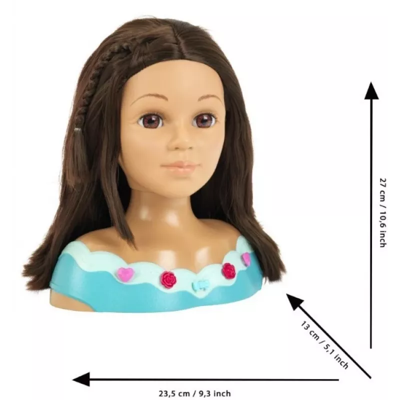 Cabeza de estilismo KLEIN Mia 5201 con cabello realista y accesorios para practicar peinados