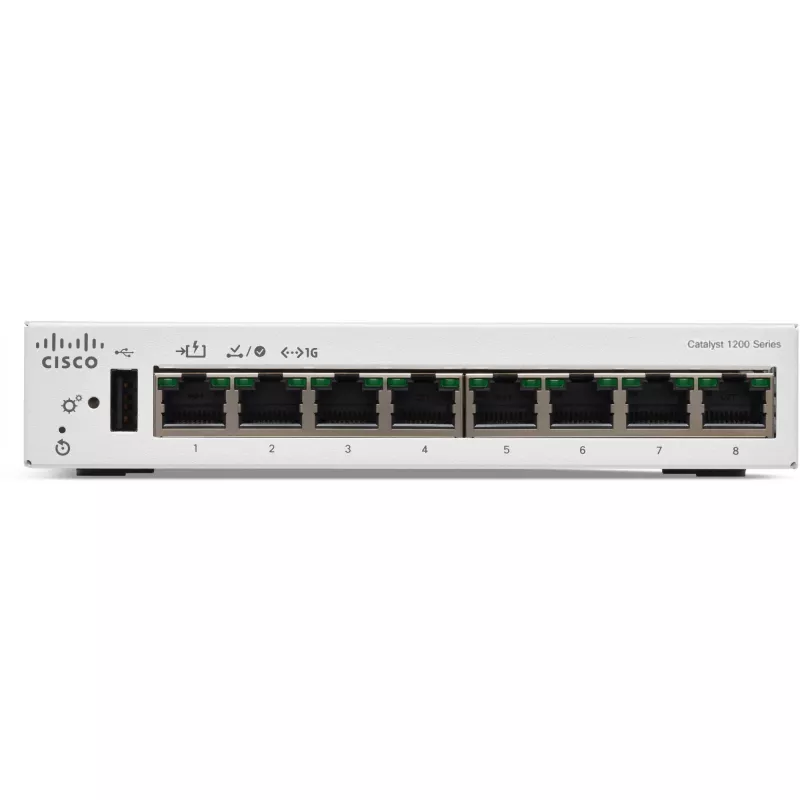 CISCO Catalyst 1200 8 puertos GE Desktop Ext PS PoE Input