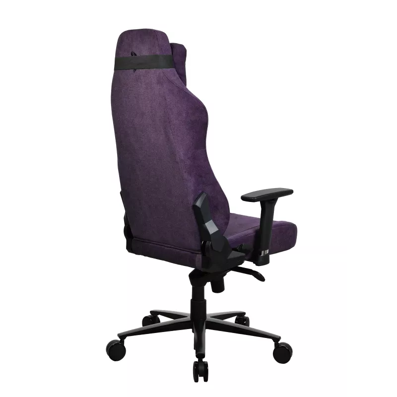 Silla gaming Arozzi Vernazza SoftFabric Morado — diseño ergonómico, reposabrazos y altura ajustables