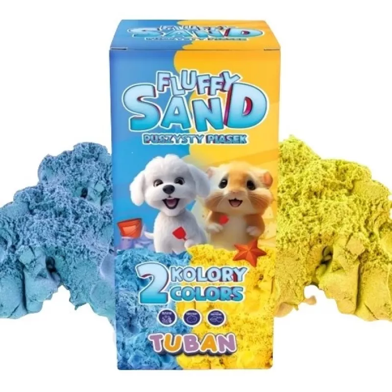 Set de manualidades infantil TUBAN Tuban SET FLUFFY SAND – azul y amarillo, 2 × 70 g, edad 3+