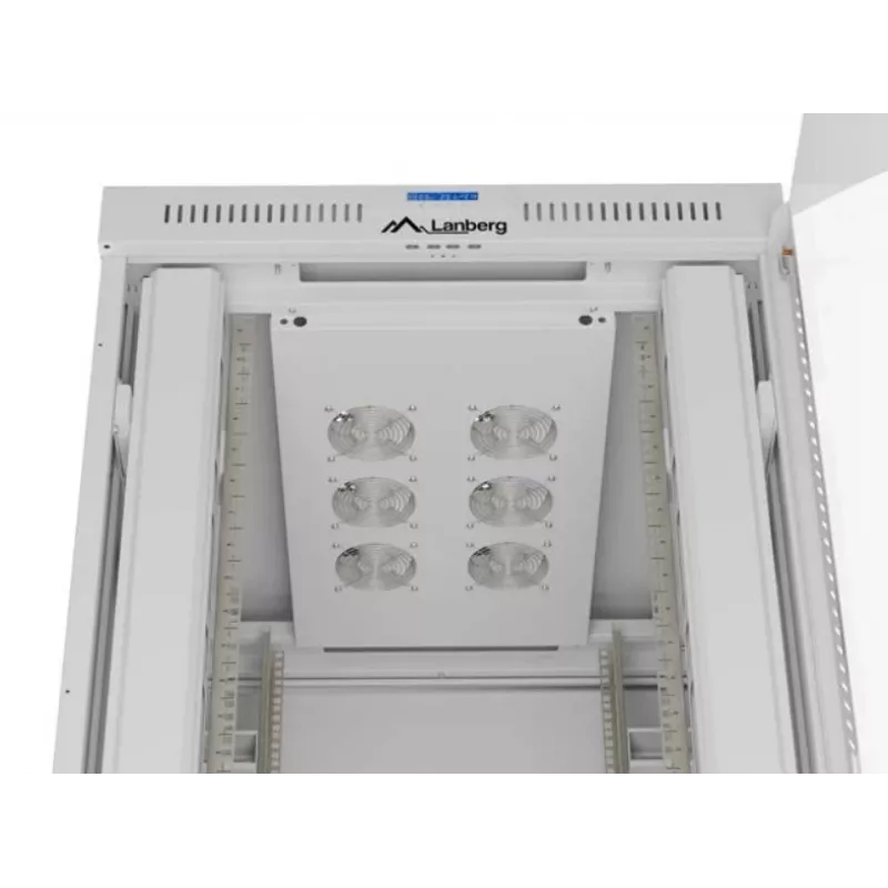 Armario rack LANBERG FF01-8047-12SL 47U 800x1000 mm gris con puertas de cristal delanteras y traseras y espacio para panel LCD