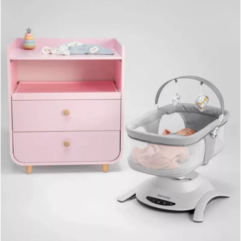 Cuna / cuna mecedora Lionelo Bella Set Gris Hormigón – cuna con función de balanceo