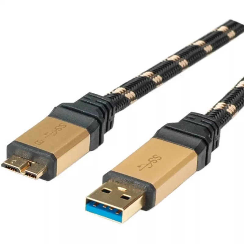 ROLINE Gold Cable USB 3.0, conector macho USB A - conector macho USB 3.0 Micro B 2,0 m (11.02.8879)