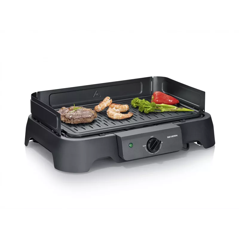 Parrilla eléctrica de sobremesa SEVERIN PG 8595 — 2000 W, superficie de parrilla rectangular, negra