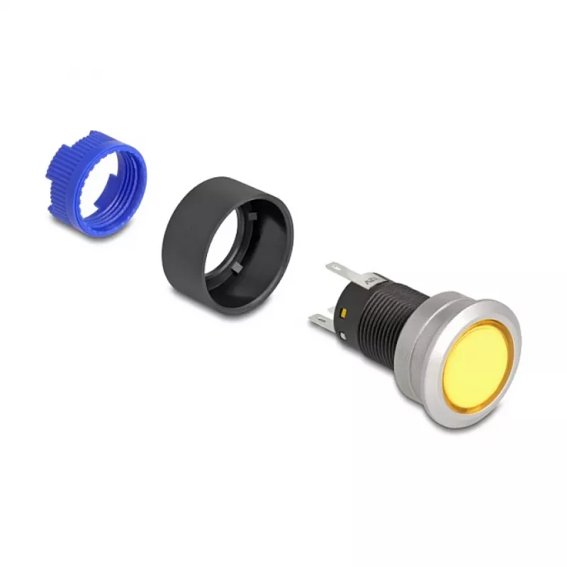 Pulsador DeLOCK 22050 negro azul plateado amarillo 230V 3A