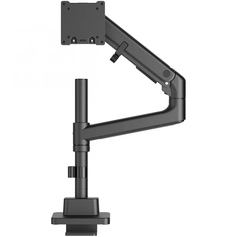 Soporte de monitor DIGITUS Single, pinza, máx. 57 inch, capacidad 27 kg, VESA 75x75–100x100, altura ajustable, inclinable -75° a 75°, negro