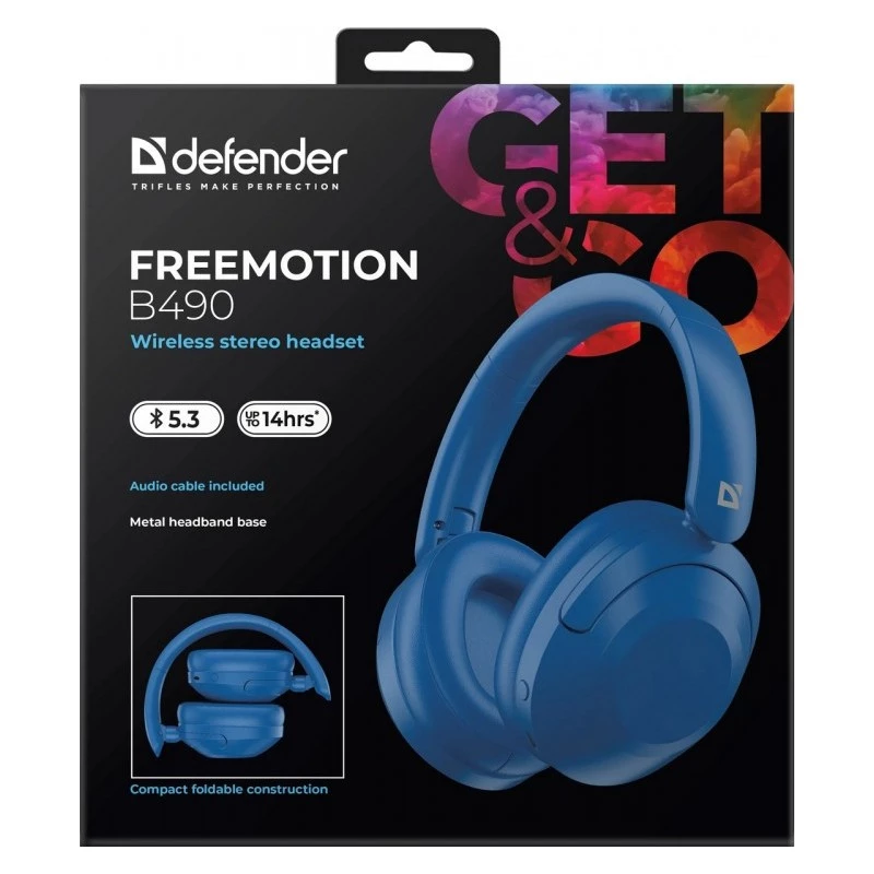 Auriculares inalámbricos Defender Fre Emotion B490 — azul, on-ear, Bluetooth, micrófono integrado