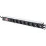 Regleta de enchufes de aluminio Digitus con interruptor, 7 tomas de seguridad, cable de 2 m con protección contra sobretensiones