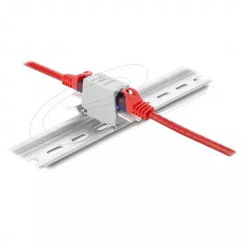 Acoplador de red RJ45 DELOCK Cat.6A hembra a hembra para montaje en carril DIN, gris