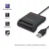 Lector de tarjetas ID QOLTEC Smart-Chip — USB, negro, 84,5×65×16 mm, 63 g